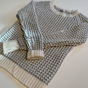 Joie silver sequin sparkle cream open knit sweater